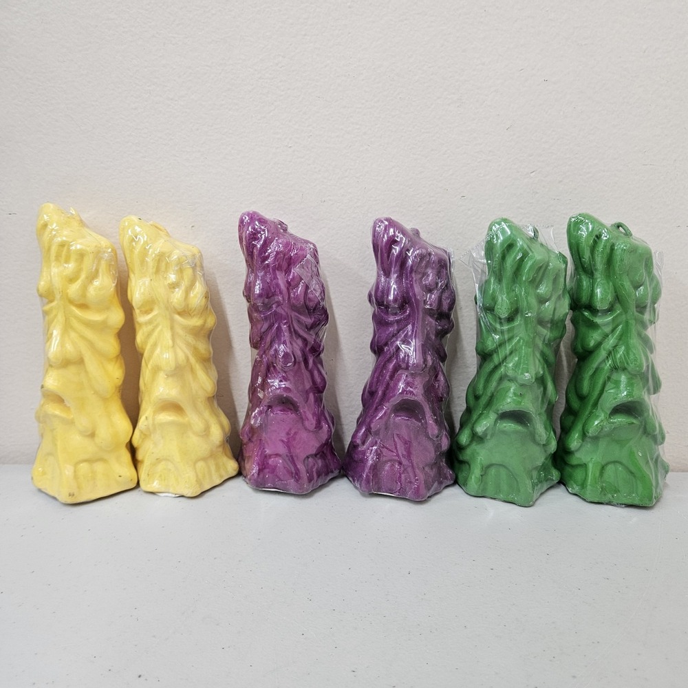 6 Nos 2000 Candle Illusions Melting Face Candles Yellow‎ Purple Green